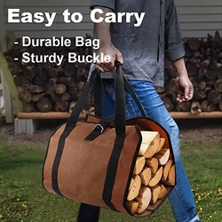 Outdoor firewood portable tote bag durable firewood storage bag sturdy buckle for easy carrying of logging bags