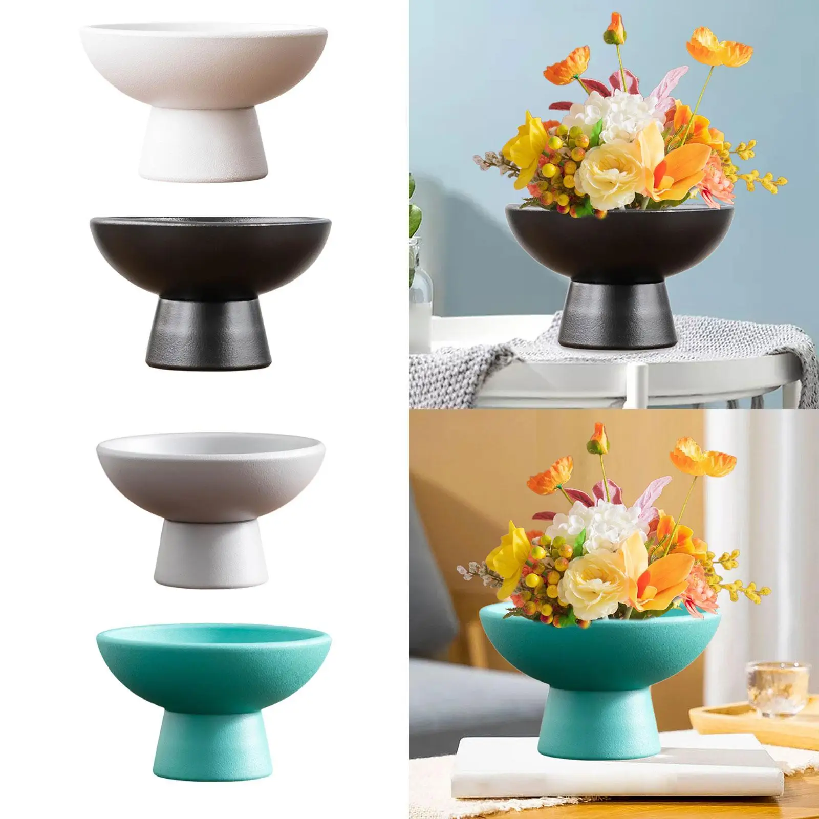 Round Ceramic Flowerpot Table Centerpiece Elegant Flower Arrangement Container Decorative Flower Vase