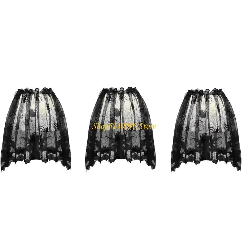 DXAE Halloween spiders Web Lamp Shades Toppers Lace Cobweb Window Door Fireplaces Mantle Scarf Cover for Halloween Party Decors