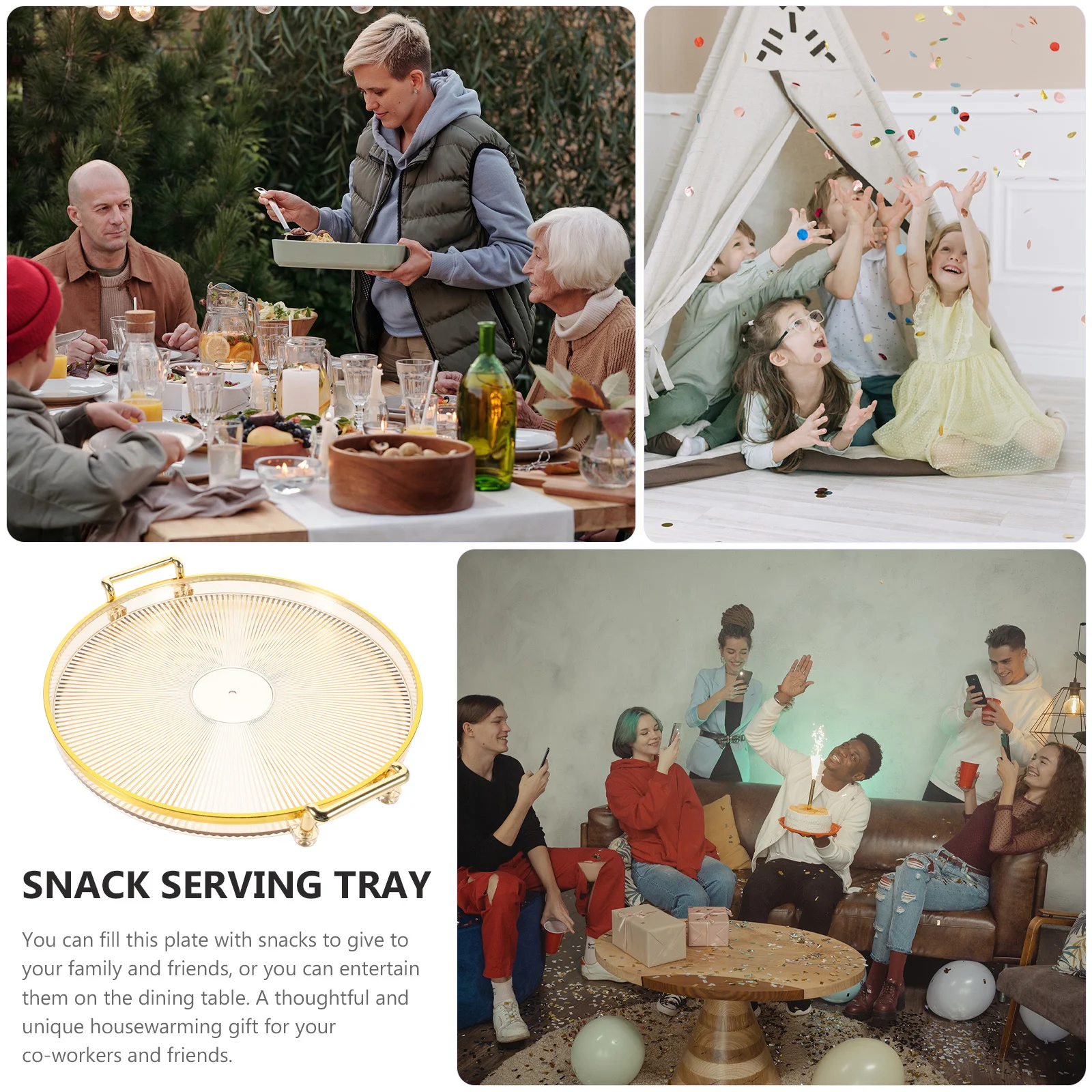 

Круглый поднос для чая, декоративное сервировочное блюдо для кухни, хранение закусок, фруктов, конфет, винтажный держатель для ювелирных изделий, портативный поднос для еды