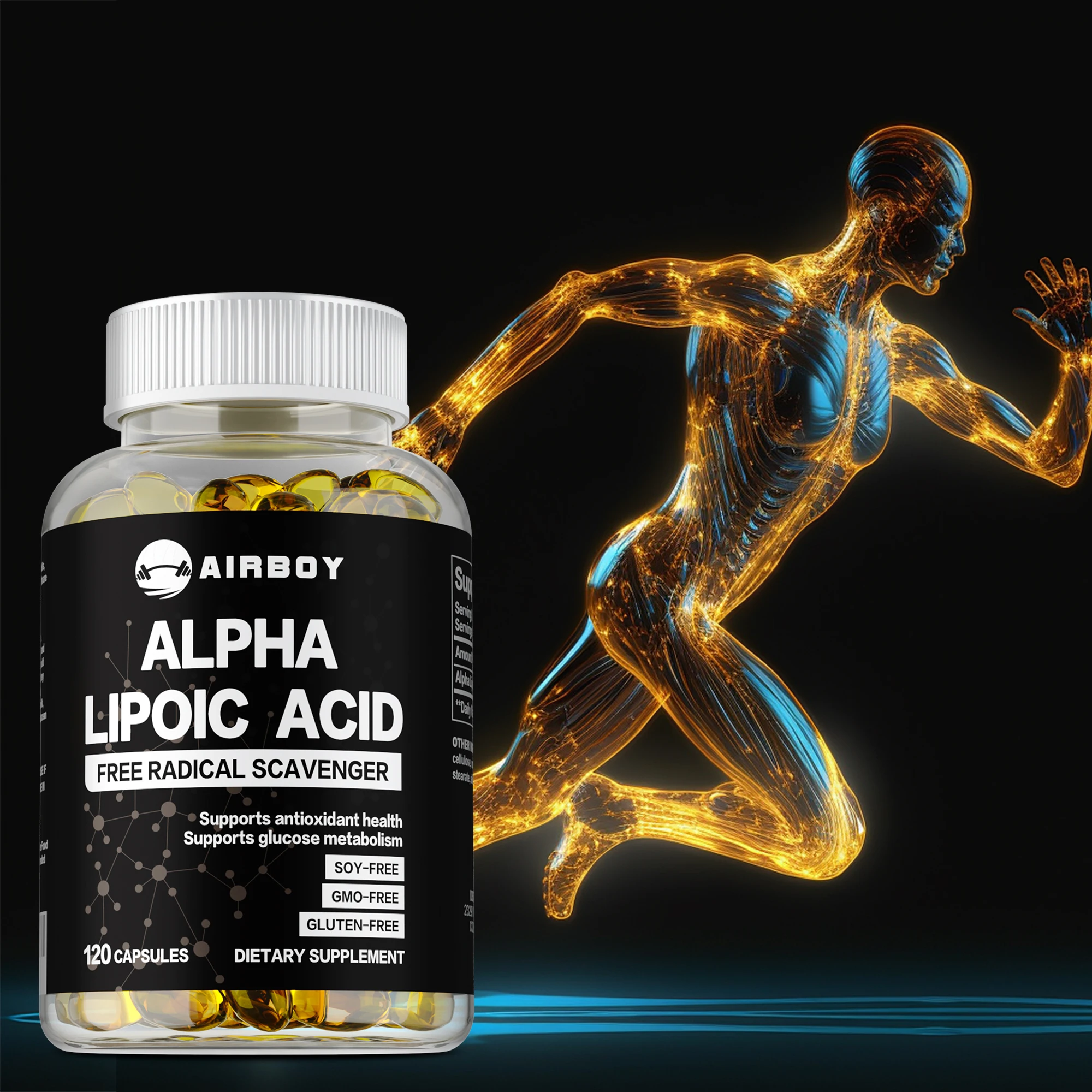 

Alpha Lipoic Acid 600 Mg - Antioxidant, Sugar Metabolism and Helps Relieve Nerve Pain,for Brain and Heart Health - 120 Capsules