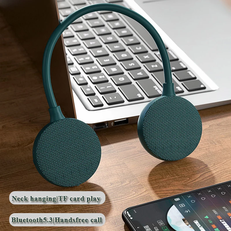 Wearable Bluetooth5.3 Speaker Adjustable Neckband Sports Stereo Soundbar Wireless Handsfree Call MP3 Music Player Support TF