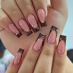 24Pcs/Set Handmade Ladies Wearing False Nails Light Luxury Pure Lust Wind Removable Fake Nail Art Removable French Press on Nail