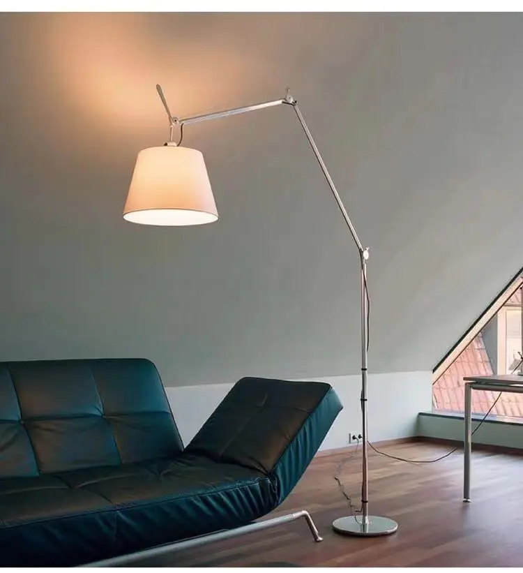 

Fishing lamp double rocker arm adjustable fabric folding floor lamp retro living room minimalist office study vertical desk lamp