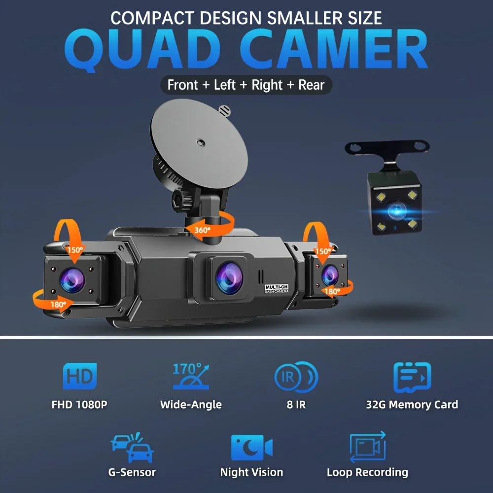 

OEM 4 Камера 360 ° Автомобильный видеорегистратор, Wi-Fi, видеорегистратор, видеорегистратор для автомобильной камеры 1080P, внутренняя камера заднего вида, ночное видение, автомобильные детали