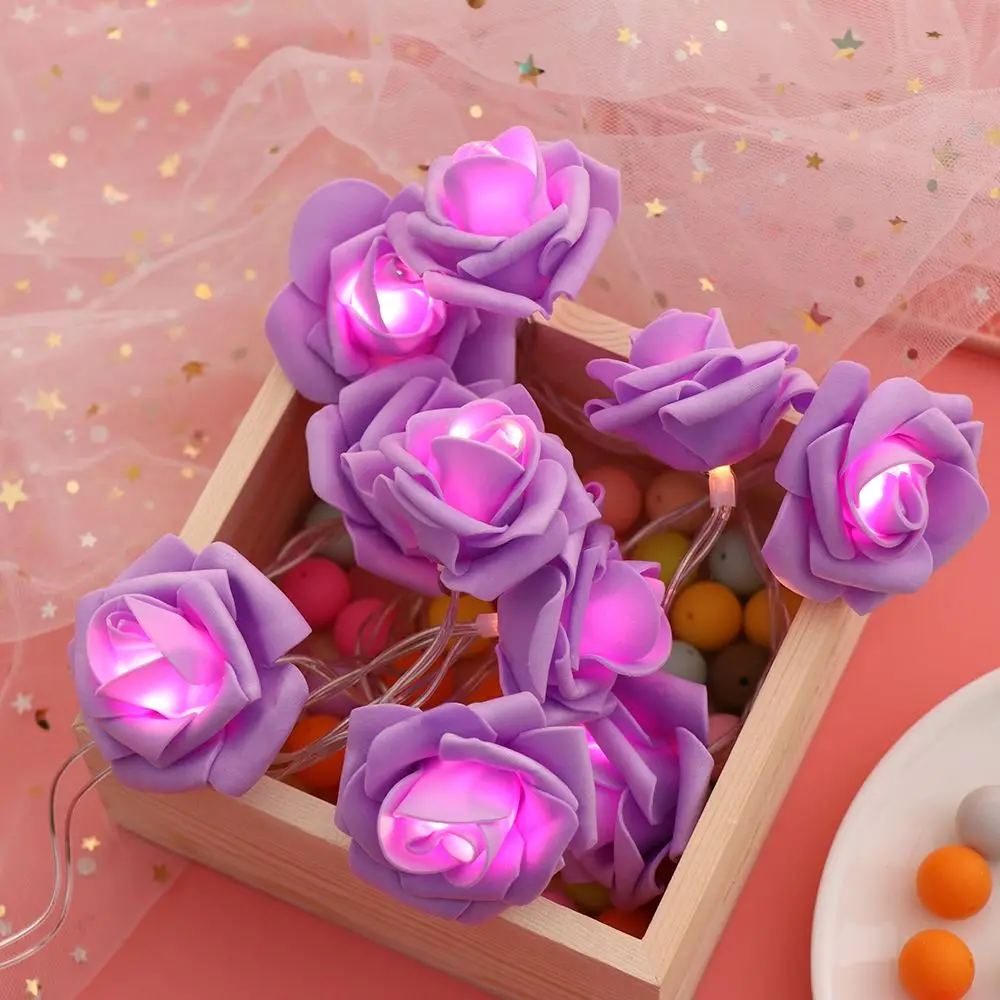 10/20 Bulbs Gifts Christmas Wedding Home Decor Valentine LED Flower Fairy Lamp Rose Lights String AA Battery