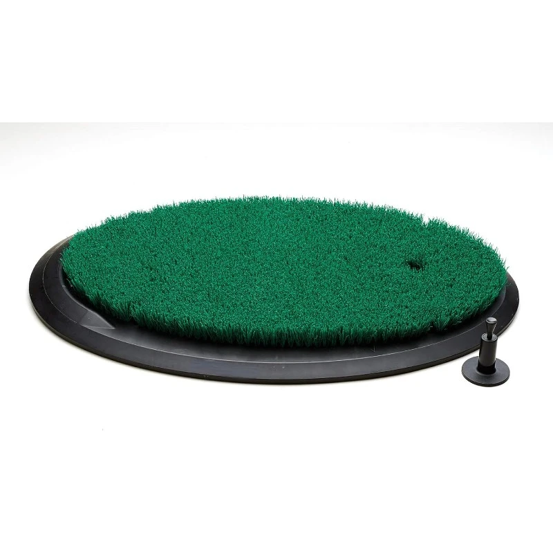 Deck Golf Hitting Mat Oval Shape Outdoor/ Indoor Real Grass-Like Performance Golf Mat with Durable Adjustable Height Tee