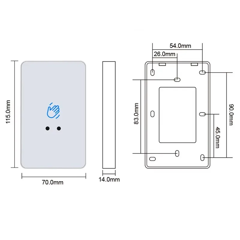 Imagem -05 - Touchless Interruptor Sensor Infravermelho sem Toque Contactless Interruptores Liberação da Porta Controle de Acesso Botão de Saída com Led Novo 12v 24v