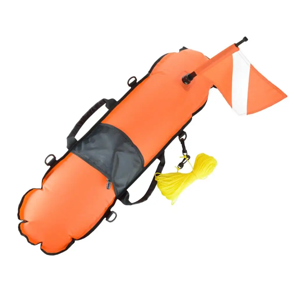 High Visibility Scuba Diving Float Buoy + diver 20m Tow Line Throwing Rope - Underwater Gear Equipment