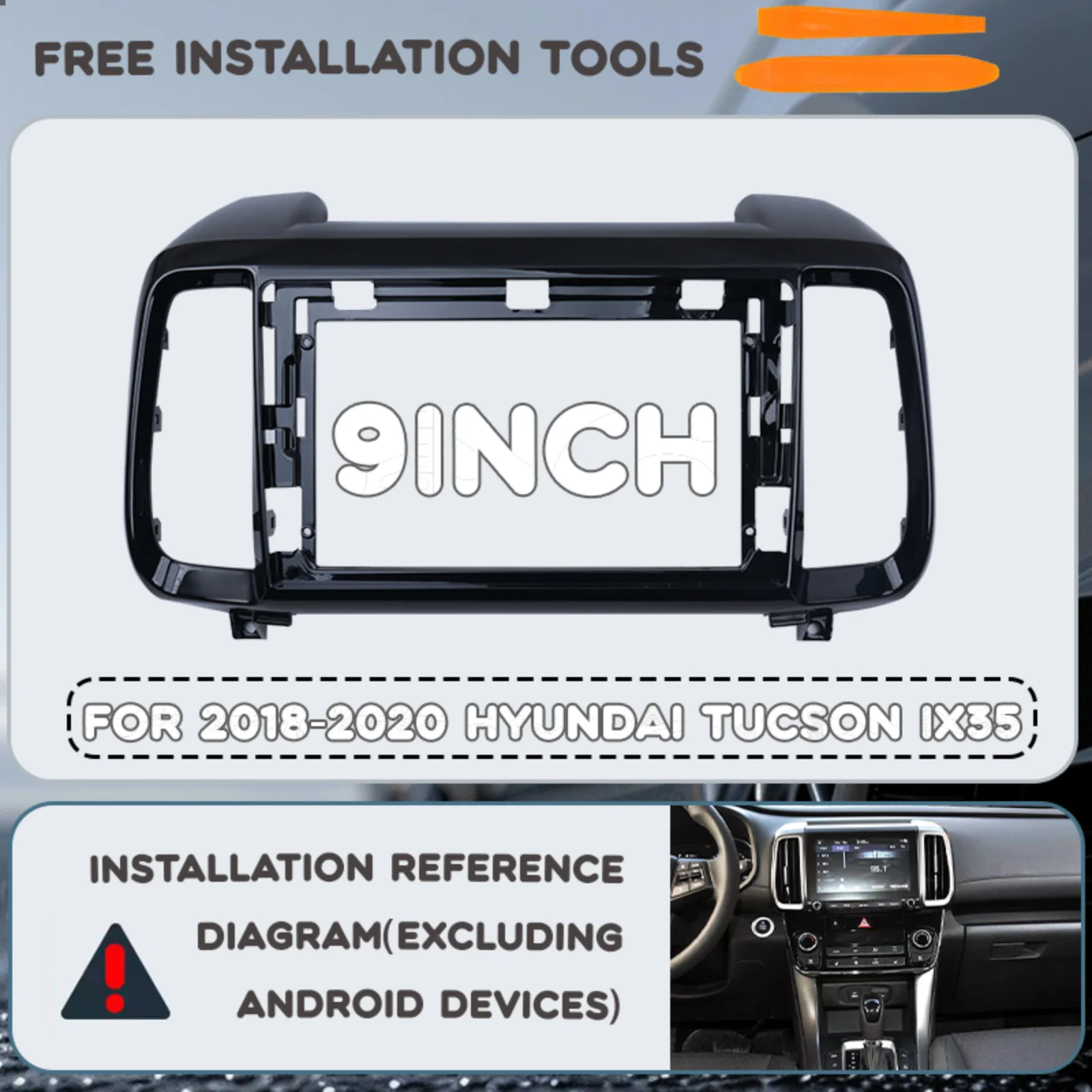 

2 Din Car For 2018-2020 Hyundai TUCSON IX35 9INCH Kit panel Automotive center console frame fascia dashboard plastic accessories