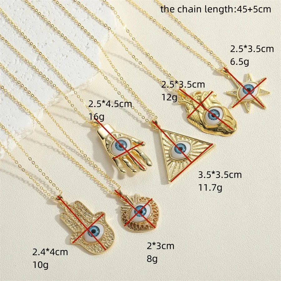 Hot-selling exaggerated love devil's eye pendant collarbone chain niche fashion triangular palm design necklace