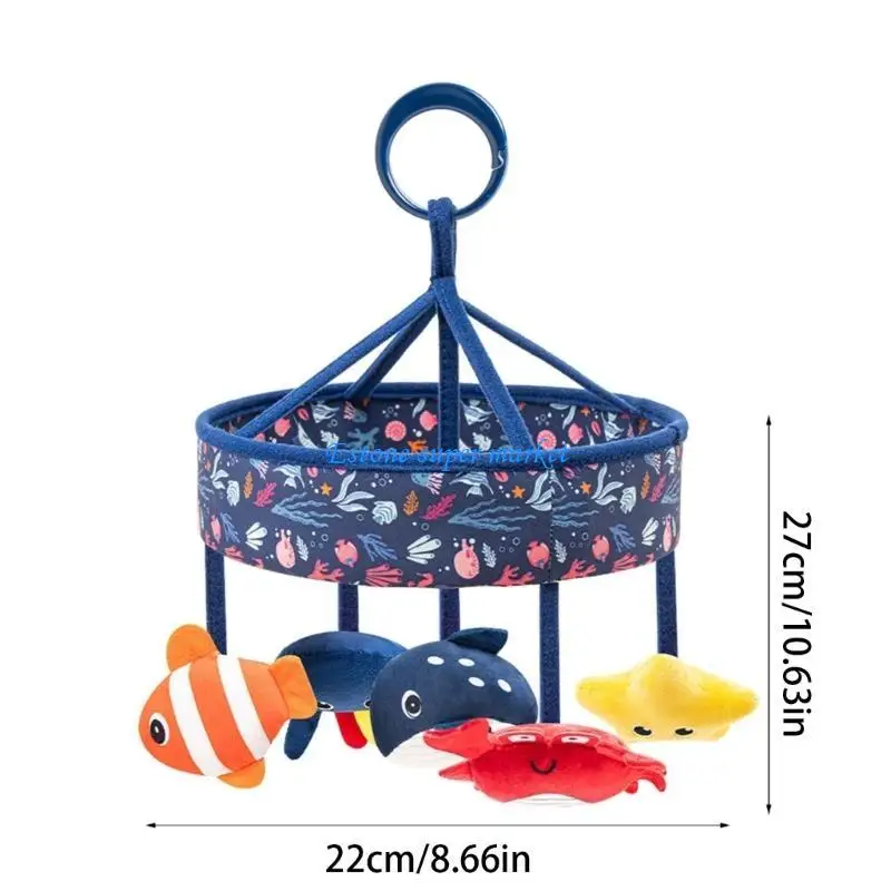 090B 海洋動物をフィーチャーした新生児用ミュージカル回転ベビーベッド取り付け可能なおもちゃ