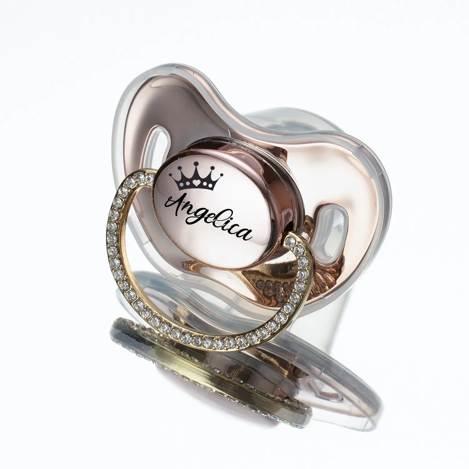 MIYOCAR Lovely bling Custom baby pacifiers with name Adorned with Elegant Rhinestones for boy girl personalized baby shower gift