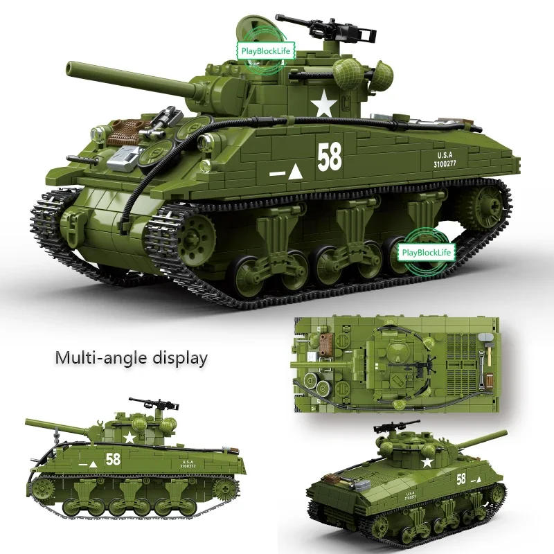 

Military Classic Model M4A3 Sherman Medium Tank 150mm Collection Model Building Blocks Bricks Toys Gifts