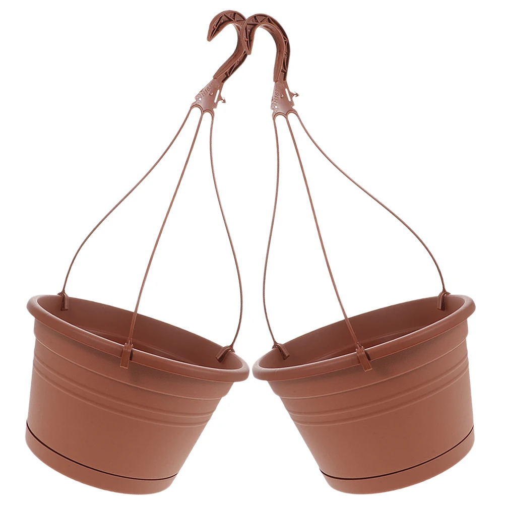 

2pcs Hanging Planter Gray Plastic Wall Mount Planter Pots for Plants Balcony Garden Decor
