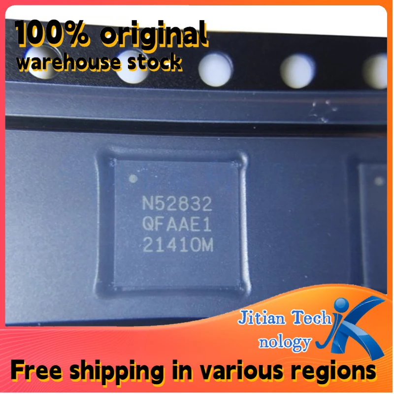100% original inventory 10PCS NRF52832-QFAA-R logo N52832 QFN48 2.4GHz wireless RF transceiver Channel direct sales