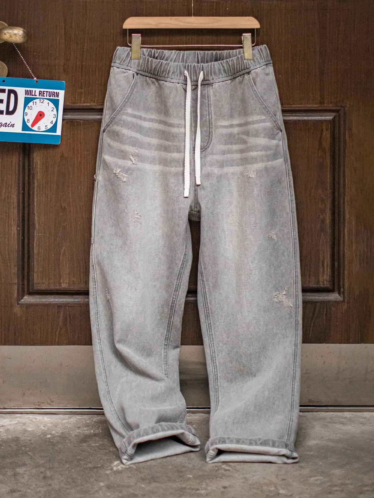 

Мужские джинсы Maden Vintage American Washed Denim, весенние, свободного прямого кроя, с эффектом потертости, в стиле логгерс.