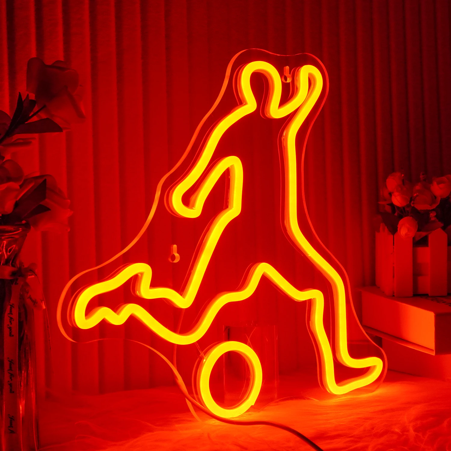 Play Soccer Red Neon Signs USB Powered Bedroom Dimmable Ball Sign Neon Lights For Home Bedroom Shop Decor Club Kids Gifts