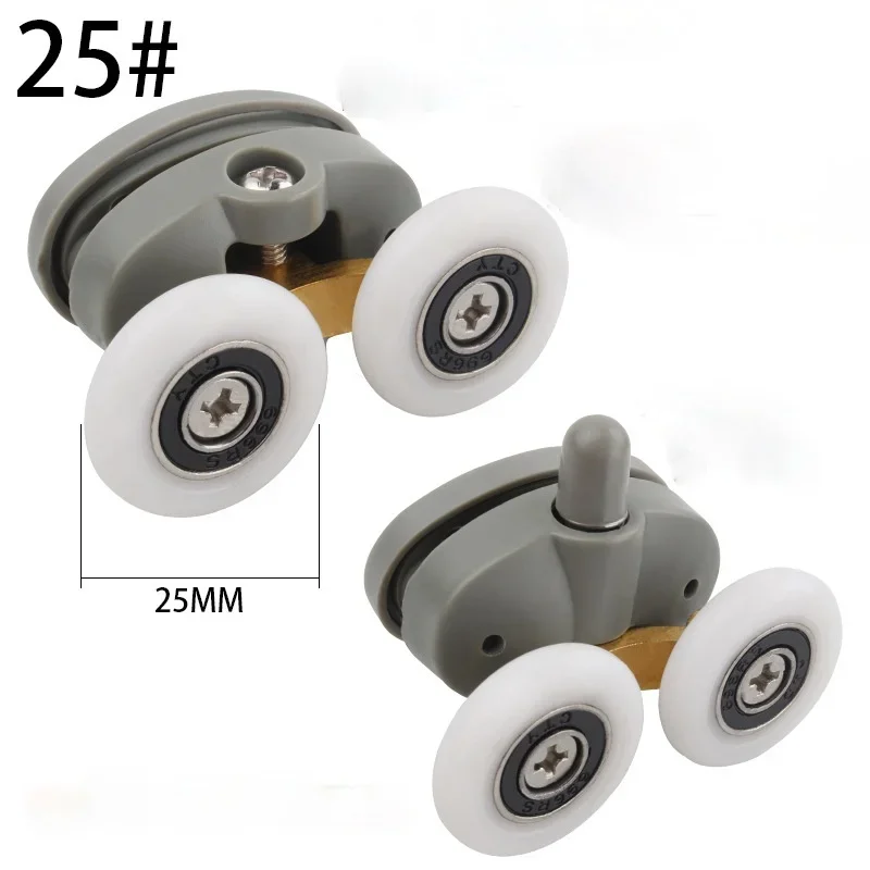 8x Twin doccia porta in vetro rulli superiori/inferiori guide ruote pulegge 23mm/25mm