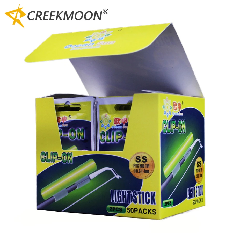 

100 шт., 50 упаковок, светящиеся палочки-клипсы для ночной рыбалки, светящиеся поплавки-стопперы, светящиеся поплавки-светлячки, светящиеся в темноте палочки-бобберы
