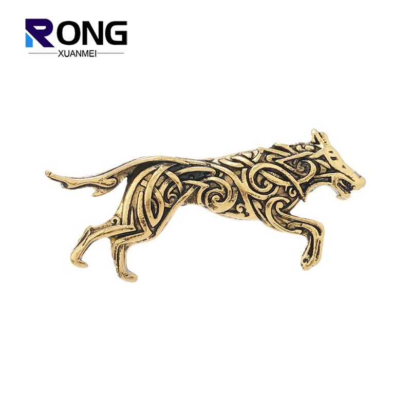 Vintage Punk Metal Brooches Fashion Women Men Retro Animal Wolf Corsage Lapel Pin Fixed Clothing Accessories