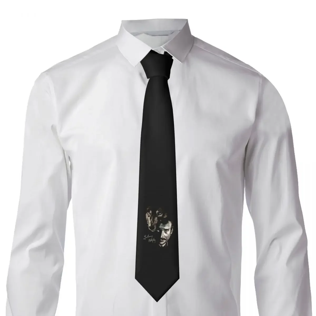 Classic Hallyday And Wolf Necktie for Men Customized Silk France Singer Rock Office Neck Tie