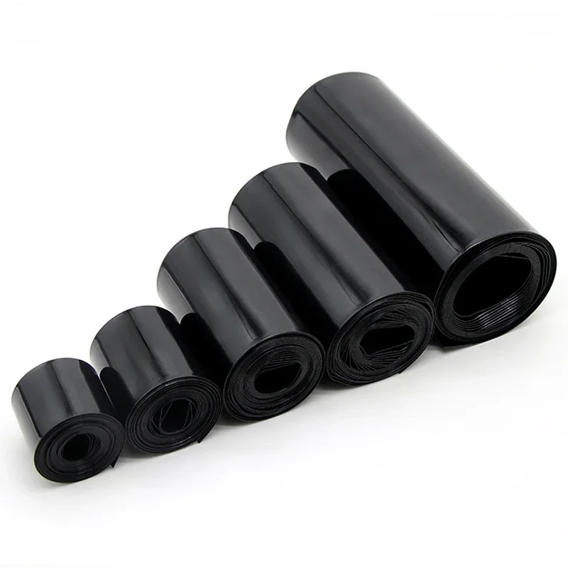 

18650 PVC Heat Shrink Tube Battery Pack Black Width 200mm~500mm Insulated Protection Film Wrap Lithium Case Cable Sleeve