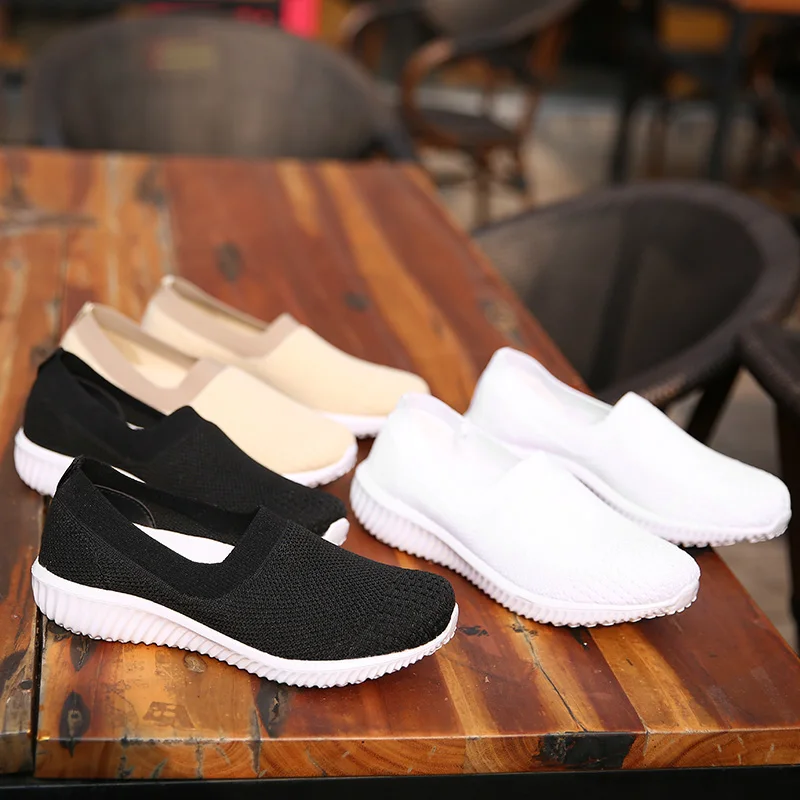 STRONGSHEN Women Sock Shoes Vulcanized Slip On Mesh Sneakers Women Flat Vulcanize Shoes