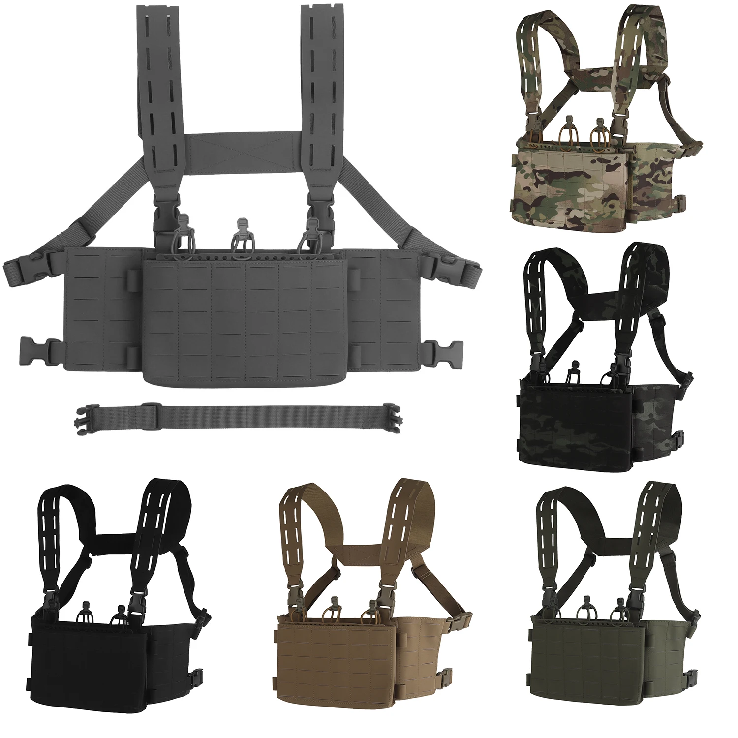 

Modular Chest Rig V1 with Rifle 5.56 Triple Magazine Pouch Mag Holster