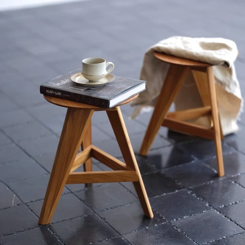 

Solid wood round stool, modern simple household high-footed stool, high bar stool