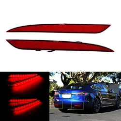 CA663 2x lente rossa LED paraurti posteriore riflettore luce di Stop freno posteriore per Tesla Model S 2012-up 12V