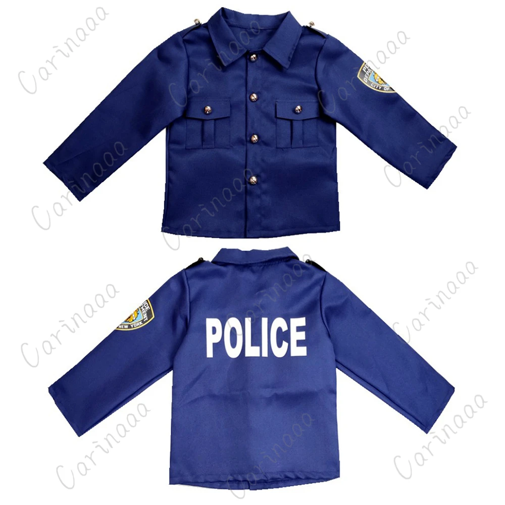 Halloween Children's Police Uniform New York Police Cosplay Costume Boy Girl Policeman Clothes Set Constabulary Party Dress Up