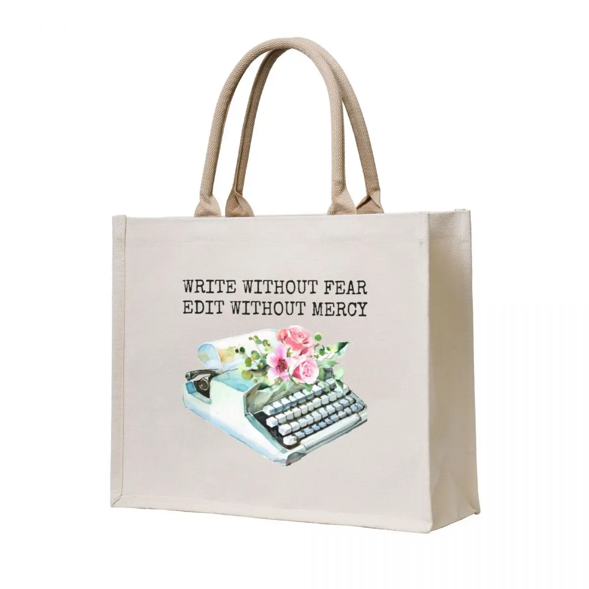 

Write Without Fear Edit Without Mercy Blue Vintage Typewriter Tote Bag tote bag university eco bag folding tote men