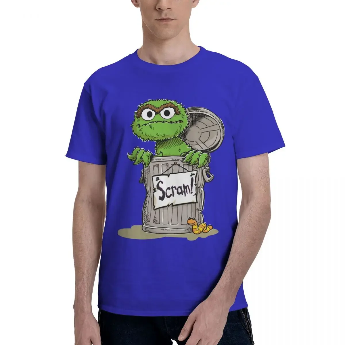 Merchandise 100% Cotton Tops Leisure Short Sleeve O Neck Tees Plus Size T-Shirt Men Women's Cartoon OscarThe Grouch Scram Shirt