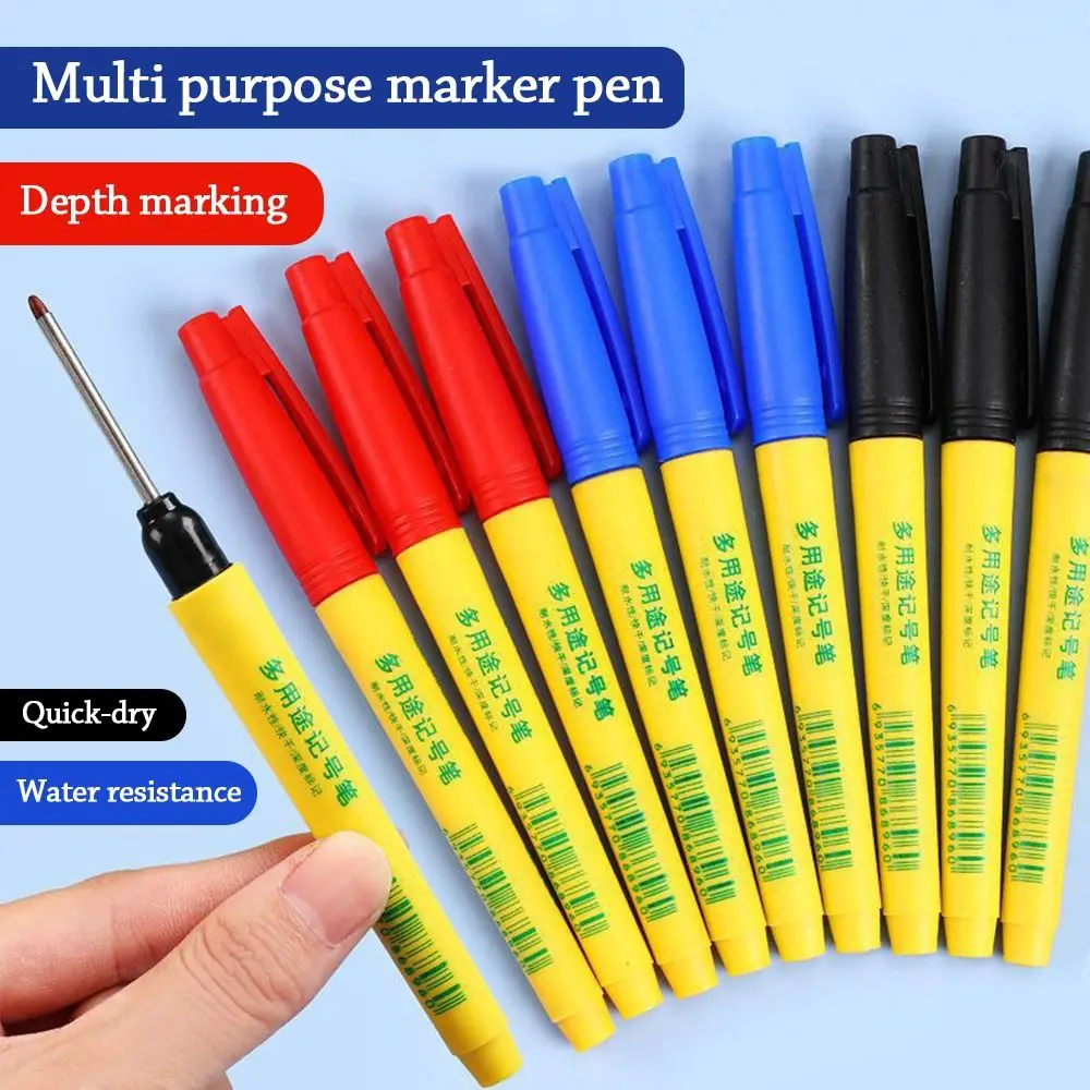 Oil-Based Long Head Markers 33mm Long Head Black/Red/Blue Ink Oil-Based Marking Pen Waterproof Mark Pen Woodworking Using