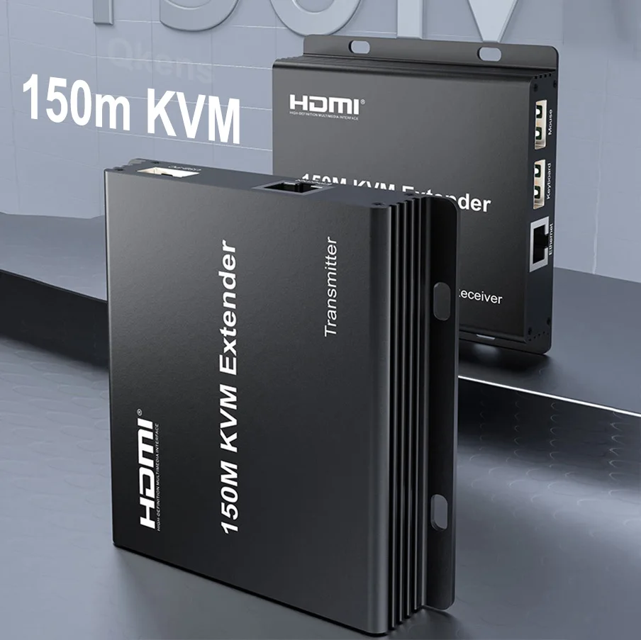300m USB KVM IP 150M HDMI KVM Extender Over Rj45 Cat6 Ethernet Cable Audio Video Transmitter and Receiver Support Keyboard Mouse