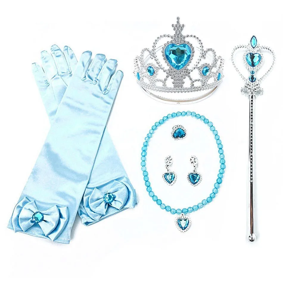 Girl Elsa Anna Accessories Kids Halloween Thanksgiving Birthday Party Cosplay Aurora Belle Sofia Snow Queen Crown Braid Wand Set