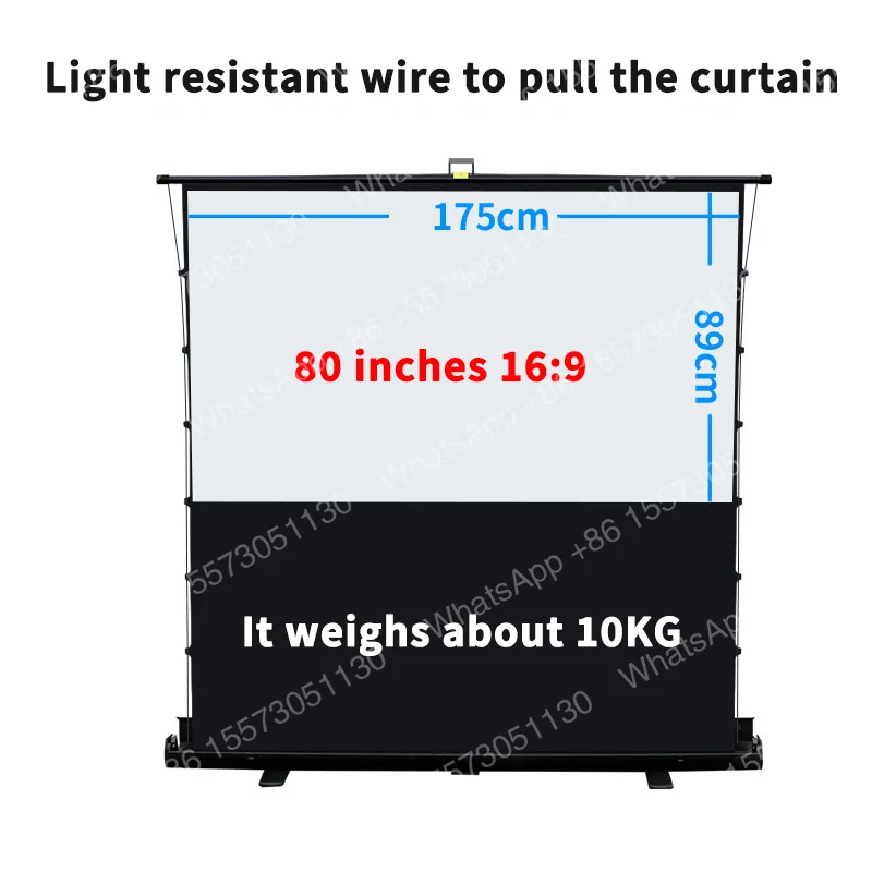 Projector Screen With Stand Foldable Gray Wrinkle-Free 72-110 inch 16:9 Screen 3D/4K Installation-free For Home Theater Indoor