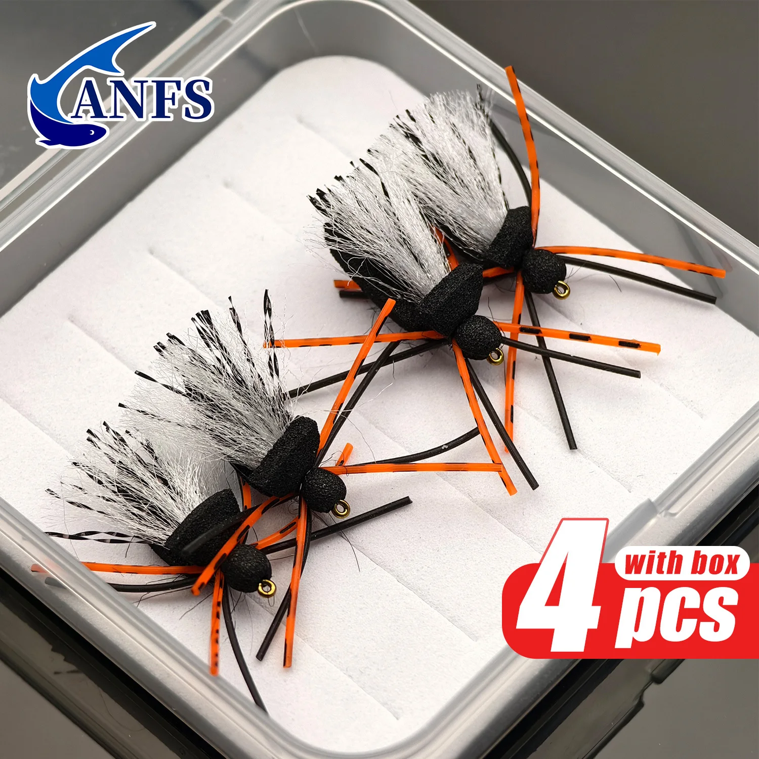 ANFS Moscas de cigarra Savage de espuma negra para pesca - imagen 3
