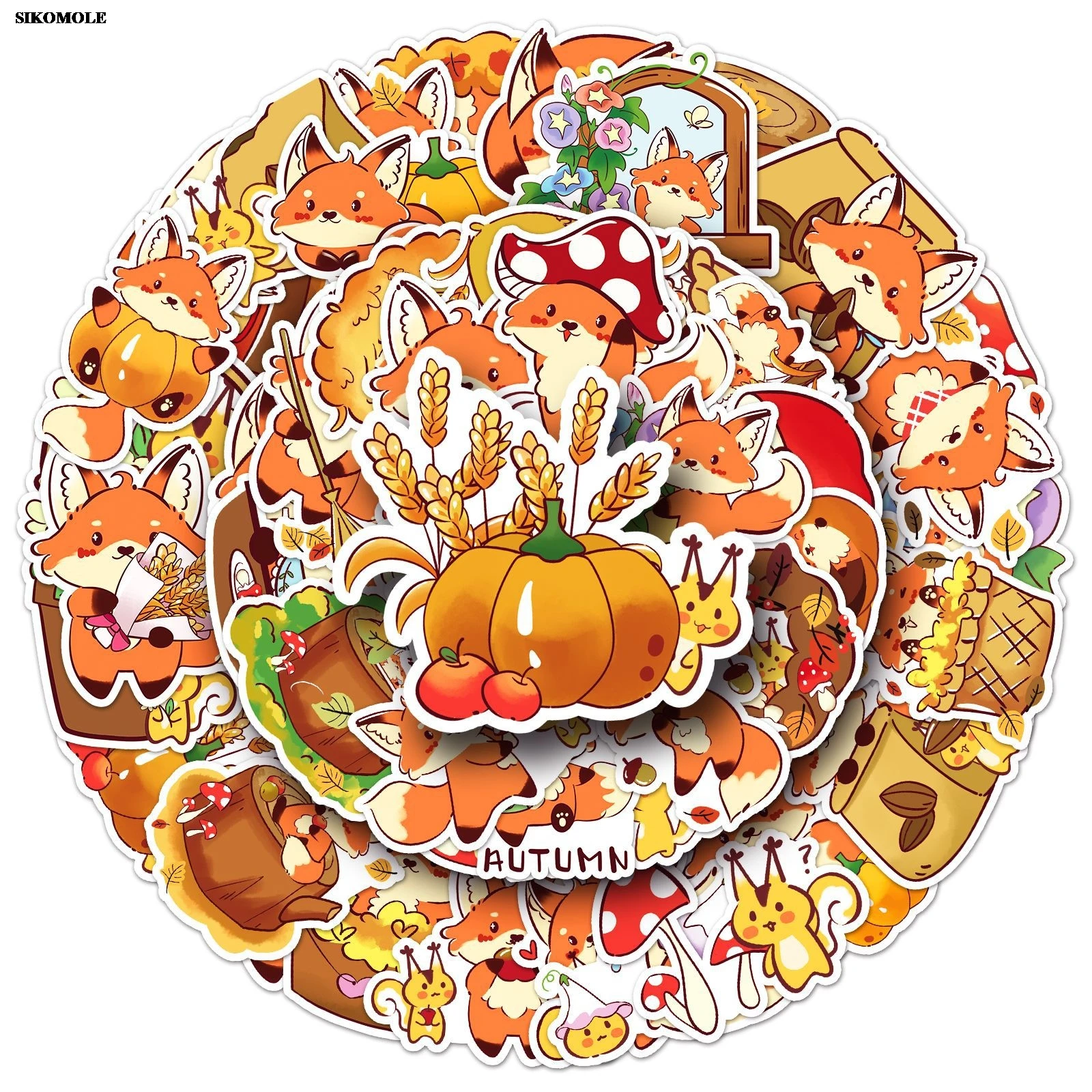 10/30/50pcs Cartoon Fox Stickers Animals Autumn Kawaii For DIY Laptop Luggage Suitcase Notebook Decals Graffiti Sticker Kid Toys