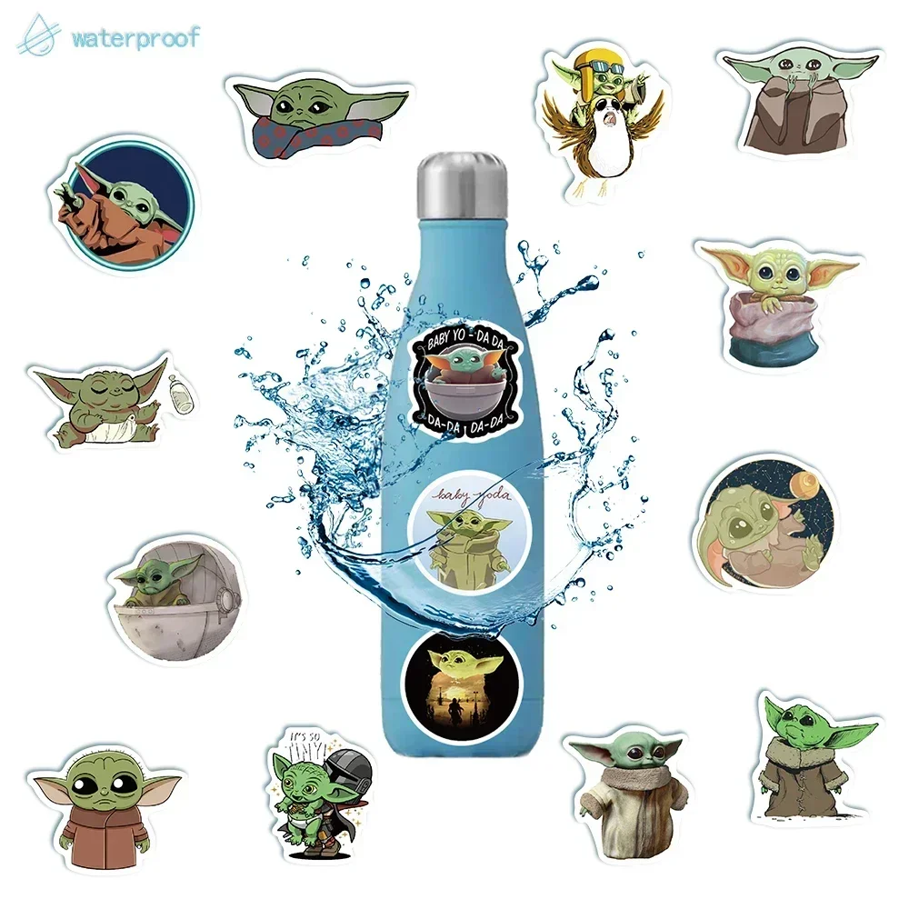 50PCS Disney Cute Anime Cartoon Star Wars Baby Yoda Stickers Skateboard Laptop Phone Car Waterproof Sticker Kid Toy