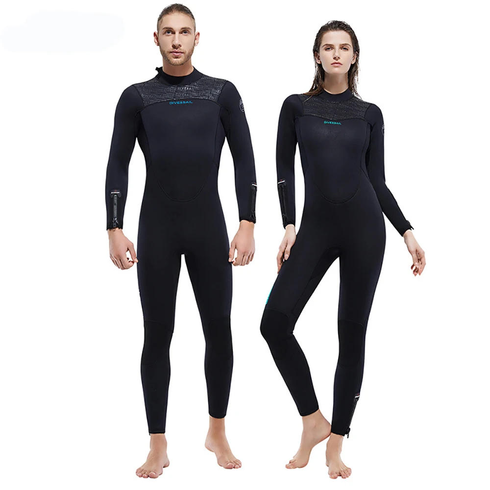 New 5mm Neoprene One Piece Diving Suit Men Women Thickened Thermal Velvet Wetsuit Winter Swimming Suit Floating Surfing Suits