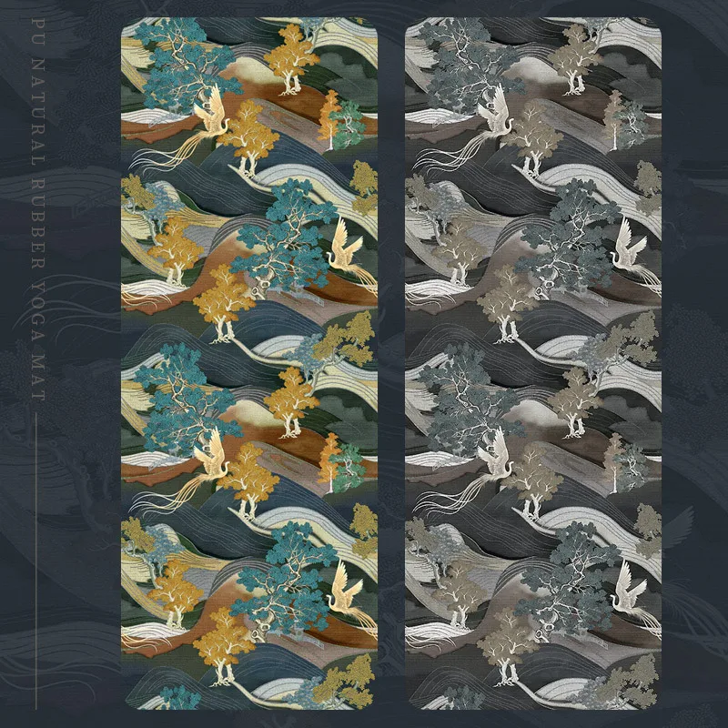 Lezyan-esterilla de Yoga de Pu de goma Natural de 5mm, impresión en Color de Fitness, pintura al óleo de estilo chino antideslizante, personalidad, gimnasia, entrenamiento