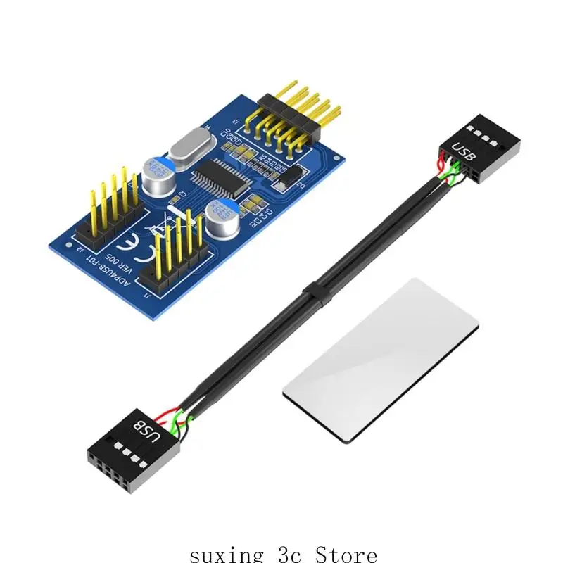

E8BE 9PIN USB HEADER Мужчина от 1 до 2 женских удлинительных кабельных карт.