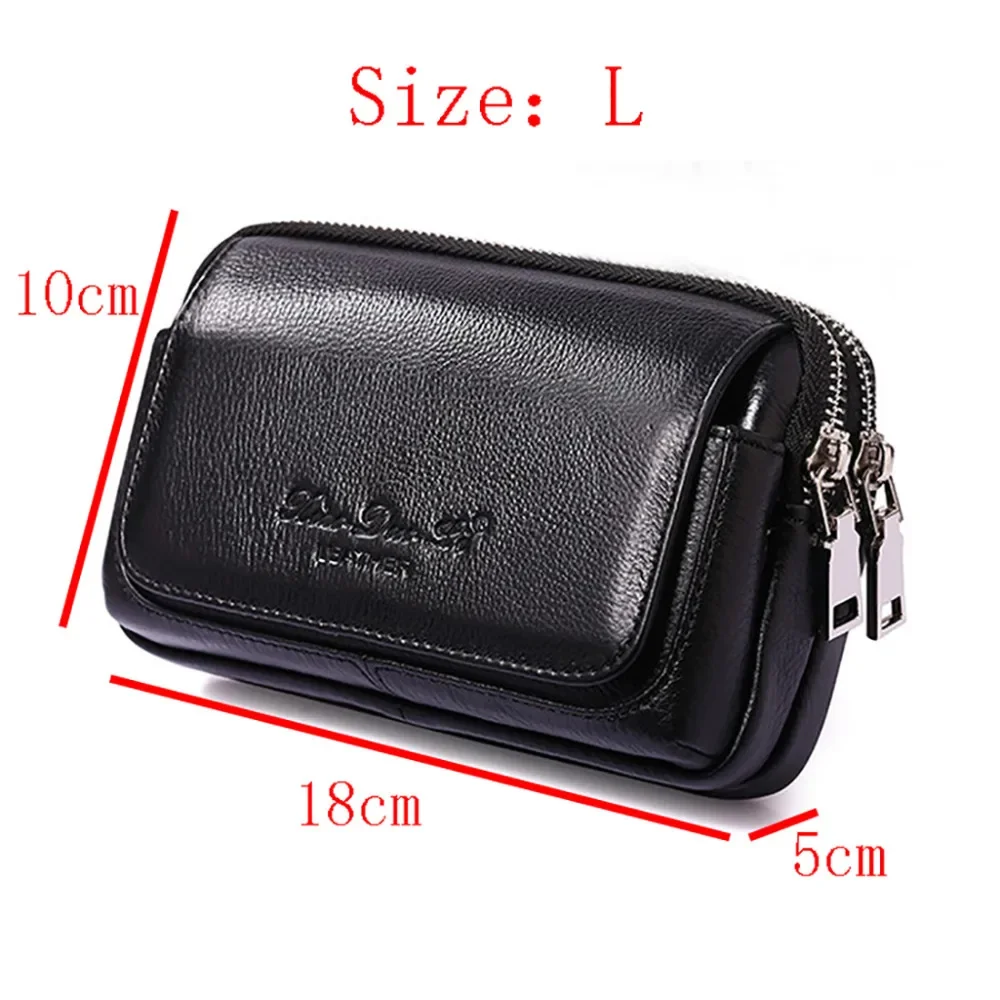 High Quality Men Genuine Leather Waist Pack Bag Coin Cigarette Purse Pocket Pouch Belt Bum Cell/Mobile Phone Case Fanny Bags