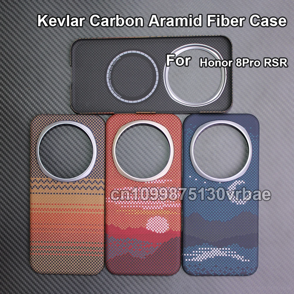 

600D Real-thin Carbon Fiber Phone Case for honor magic 8/8 Pro case Aramid Fiber fabric thinhard Magnetic balck Slim light red C