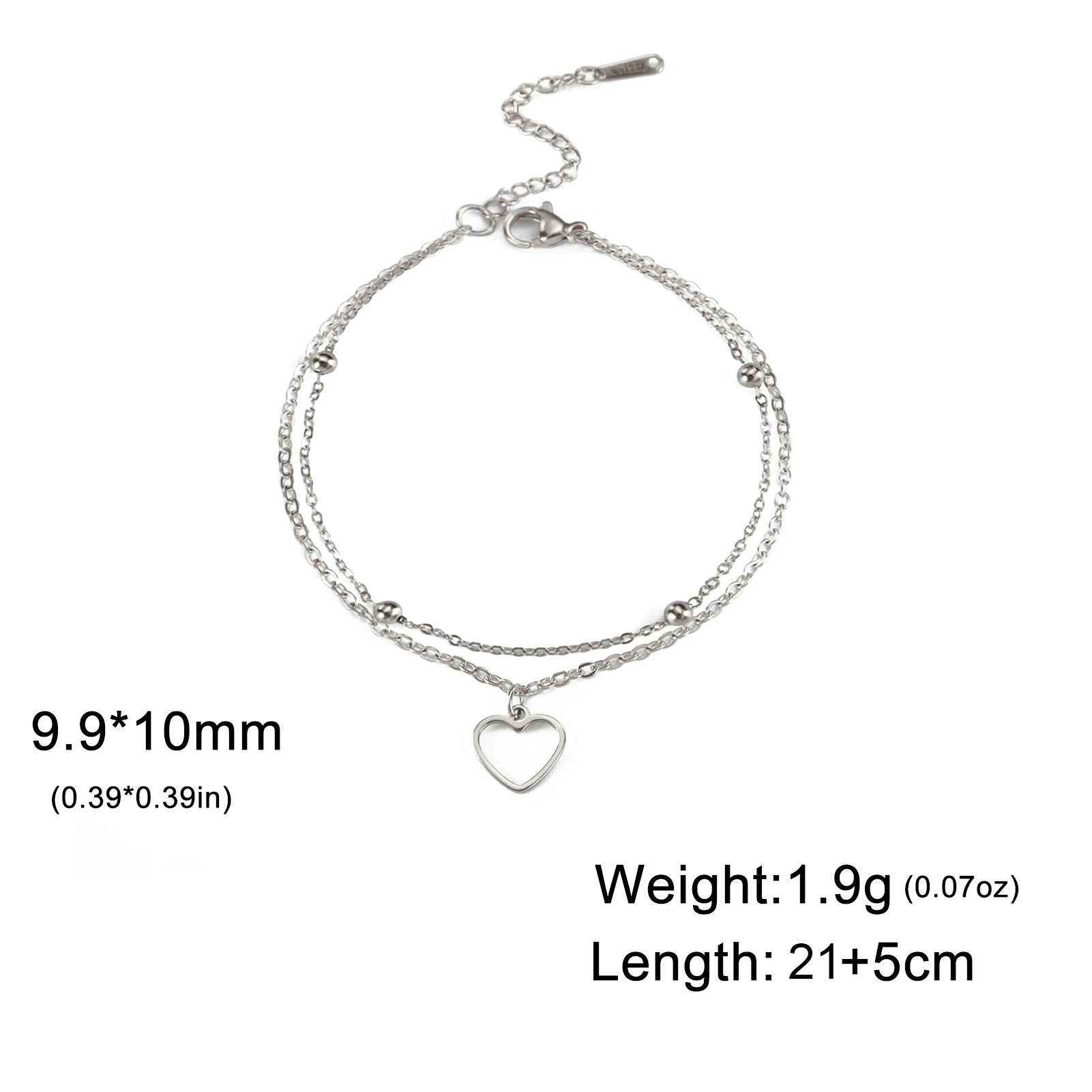 Kkjoy Einfache Edelstahl Silber Farbe Hohl Liebe Herz Weibliche Fußkettchen für Frauen Bein Armband Kette Schmuck Geschenk Für Mädchen – Detail 15