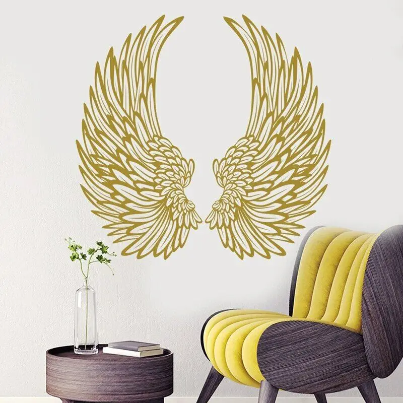 Angel Wings Wall Decal, Wings Vinyl Sticker Home Decor, Fashion Bedroom Decoration , DIY Wallpaper Poster E525