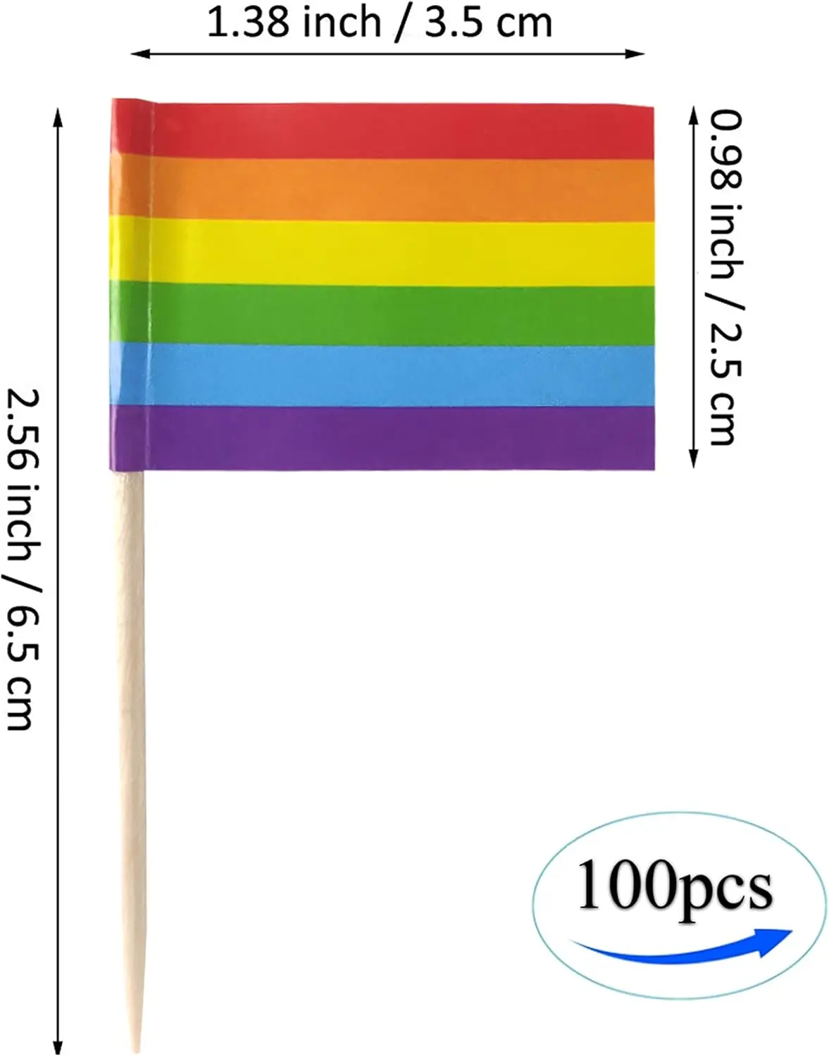 100 Pcs Rainbow Toothpick Flags for Pride Day, Cocktail Picks, Mini Pride Flag LGBTQ Pride Decor for Wedding