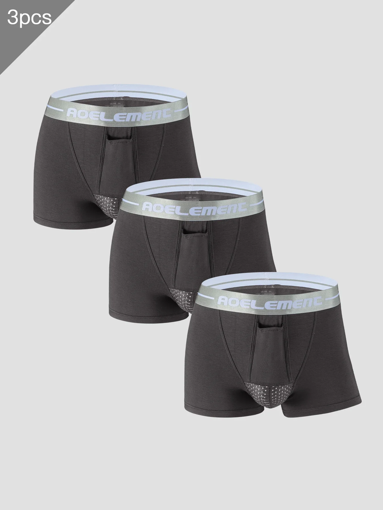 3PC Bullet separate underwear Men's ventilated summer dry underpants Ice silk bag ice healthy boxers